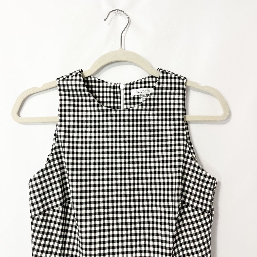Lucy Paris Black & White Checkered Peplum Top Size S - Picture 4 of 8